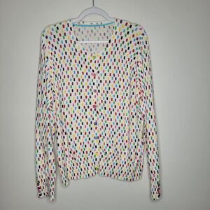 Rainbow button front cardigan funky art teacher kidcore pride cute FLAW